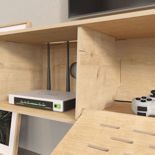 Meuble TV Flottant Sima 116 Cm Avec Placards Et Étagères