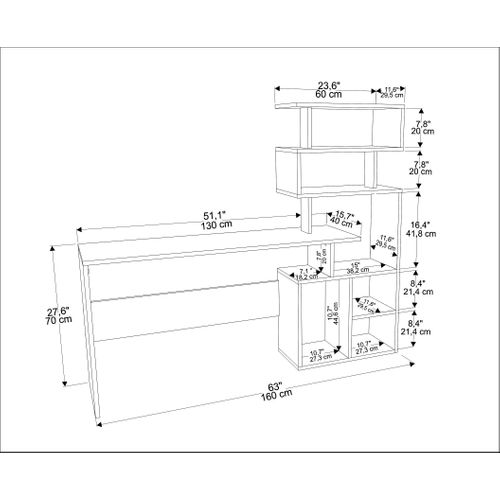 Bureau Next 160 Cm Avec 6 Étagères Ouvertes – Design Moderne Et Fonctionnel