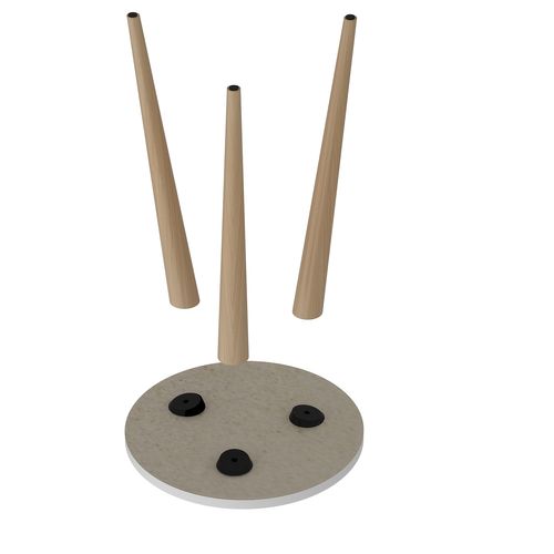 Tables Gigognes, Set De 3, Le Pied En Bois, Colorés (teak, Créme Et Turquoise)