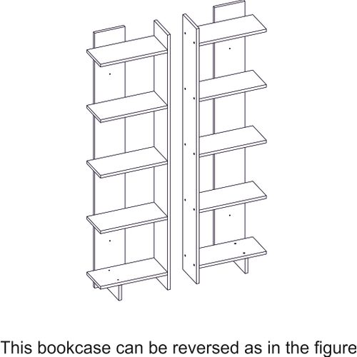 Bibliothèque D'angle 5-étagères Alice (noir Et Blanc)
