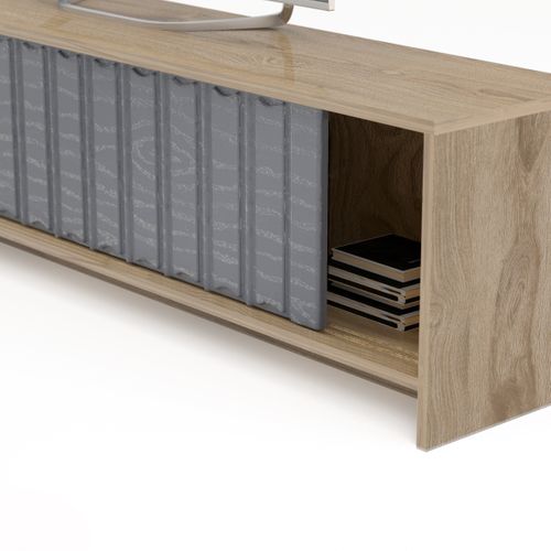 Meuble TV New York De 180 Cm Portes Coulissantes (oud Et Anthracite)