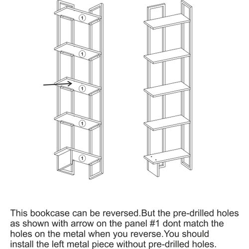 Bibliothèque D'angle 5-étagères Alice Avec Le Cadre En Métal (blanc Et Oud)