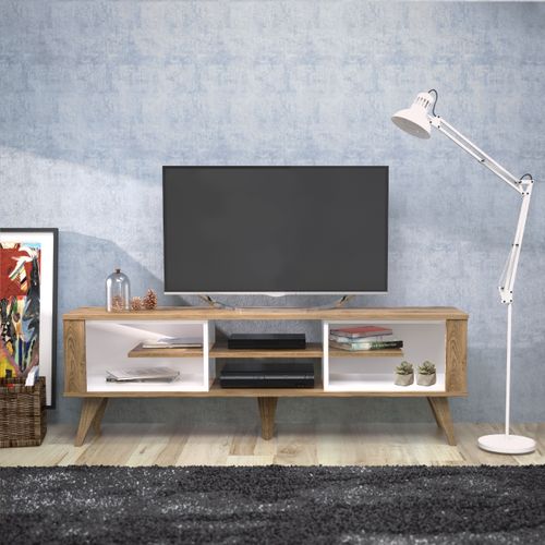 Meuble TV Ionis De 160 Cm Avec Niches (blanc Et Oud)