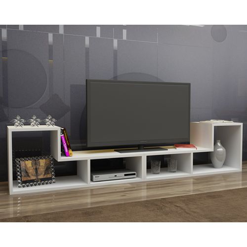 Meuble TV Ajustable Cubicco, Design Spécial Pouvant Passer De 120 Cm à 180 Cm (blanc)