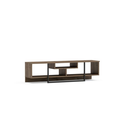 Meuble TV De 150 Cm Asal, Cadre En Métal, Reversible (noyer Et Noir)