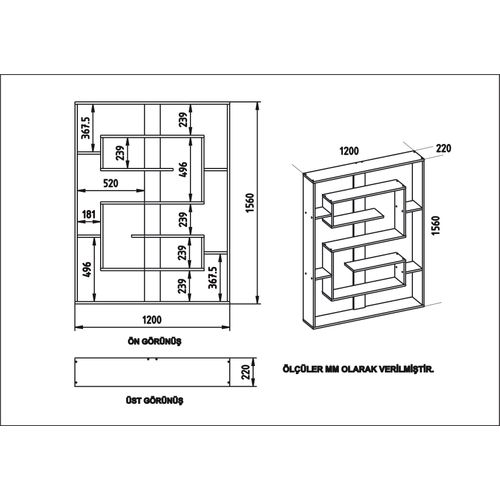 Esteban Bibliothèque Design Géométrique De 156 Cm Hauteur (noir)
