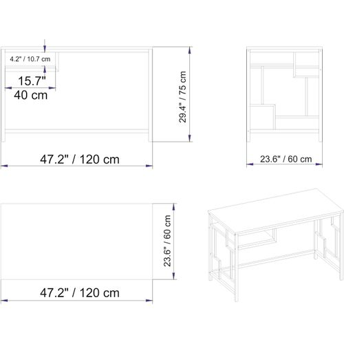 Bureau Victory Avec Le Cadre En Métal 120 Cm (doré Et Effet Marbre Blanc)