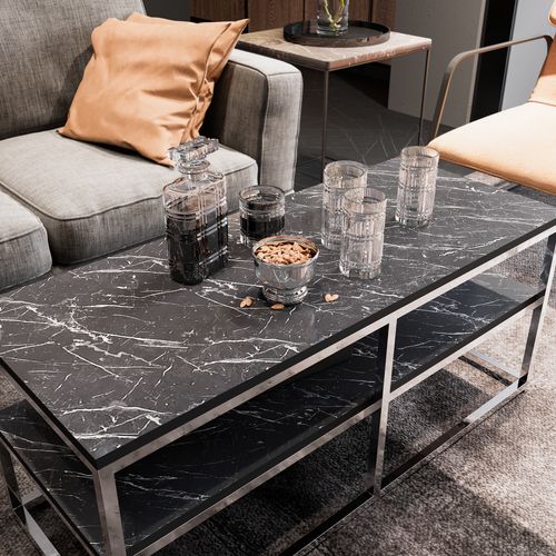 Table Basse Métal Forteus 110 Cm Luxe Et Chic (bendire Et Chrome)