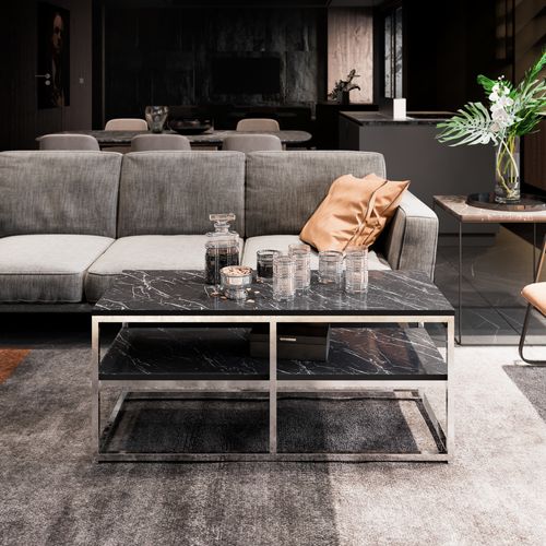 Table Basse Métal Forteus 110 Cm Luxe Et Chic (bendire Et Chrome)