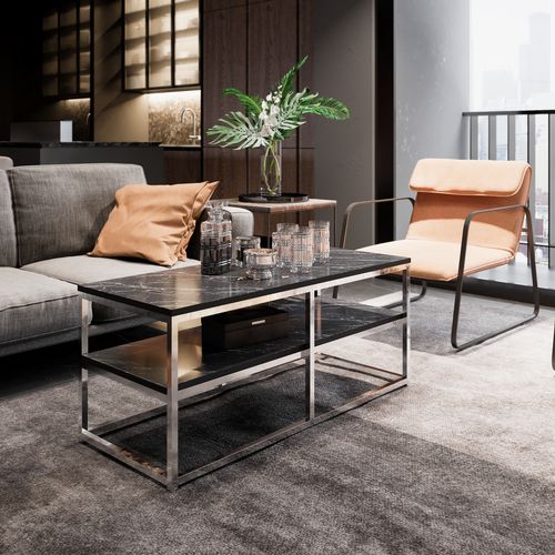 Table Basse Métal Forteus 110 Cm Luxe Et Chic (bendire Et Chrome)