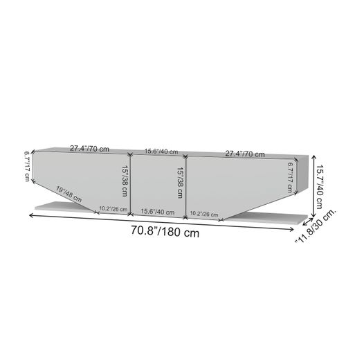 Meuble TV Incia De 180 Cm Avec 3 Armoires En Style Ailes (blanc Brillant)