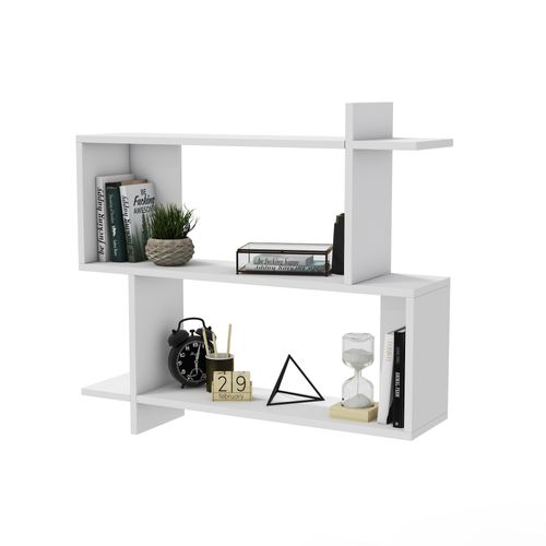 Mina Etagère Murale 2 Niveaux Design Modern (blanc)