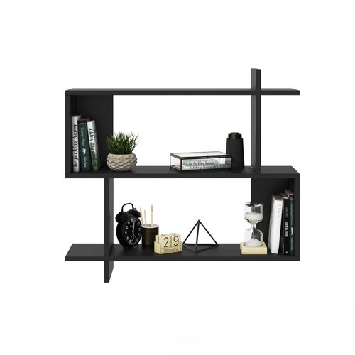 Mina Etagère Murale 2 Niveaux Design Modern (noir)