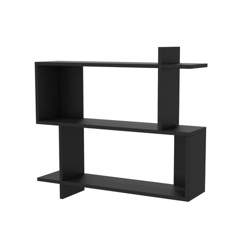 Mina Etagère Murale 2 Niveaux Design Modern (noir)