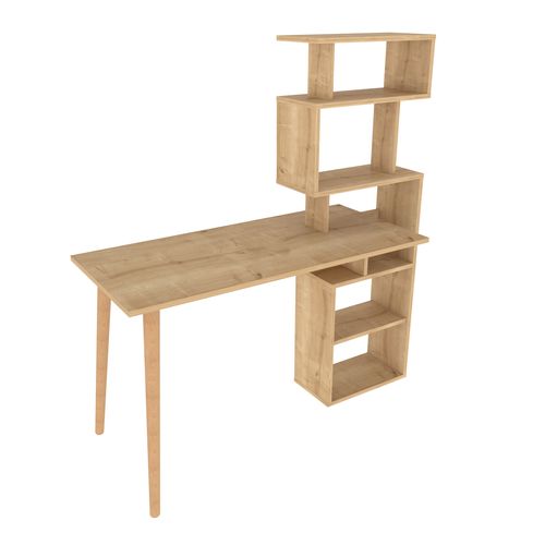 Vina Bureau 120 Cm Longeur Étagères à 5 Niveaux Incluses (chêne)
