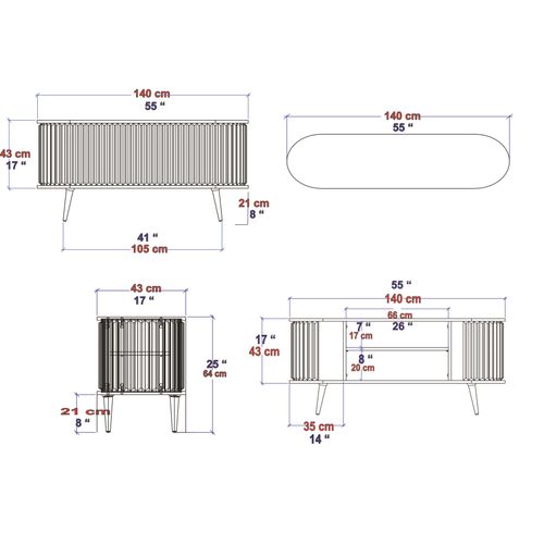Stor Meuble TV 140 Cm Portes Coulissantes Mdf (noir Et Anthracite)