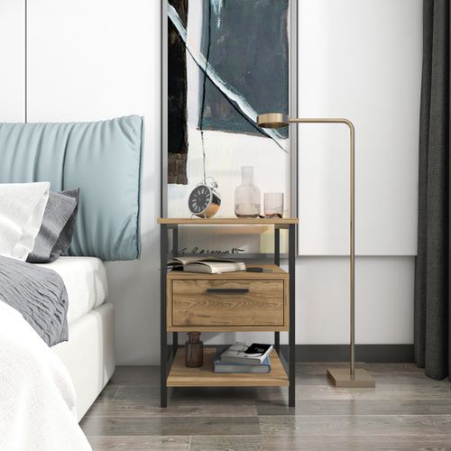 Table De Chevet Alba - Chêne Oud et Noir