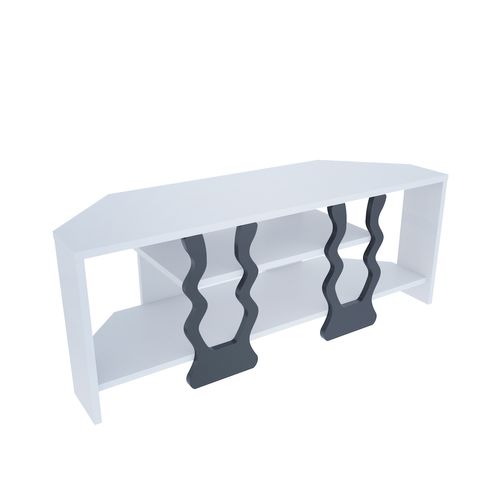 Meuble TV D'angle Firal 110 Cm Avec Niches (blanc Et Noir)