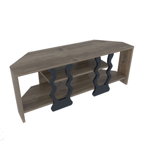 Meuble TV D'angle Firal 110 Cm (noyer Et Noir)