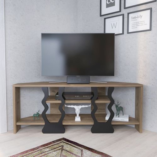 Meuble TV D'angle Firal 110 Cm (noyer Et Noir)