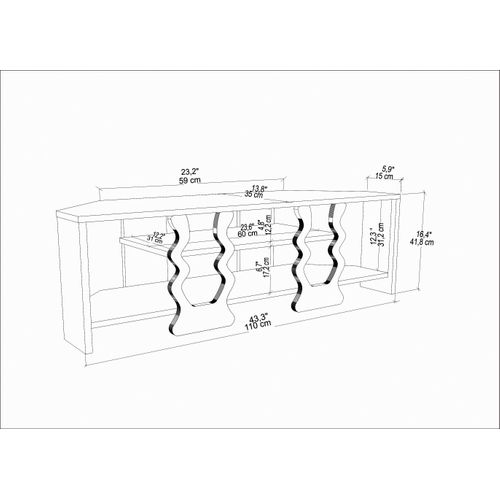 Meuble TV D'angle Firal 110 Cm (noyer Et Noir)