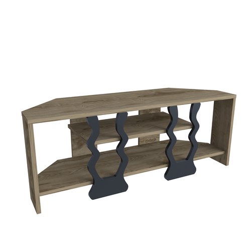 Meuble TV D'angle Firal 110 Cm Avec Niches, Decoratif, Modern (oud Et Noir)