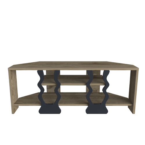 Meuble TV D'angle Firal 110 Cm Avec Niches, Decoratif, Modern (oud Et Noir)