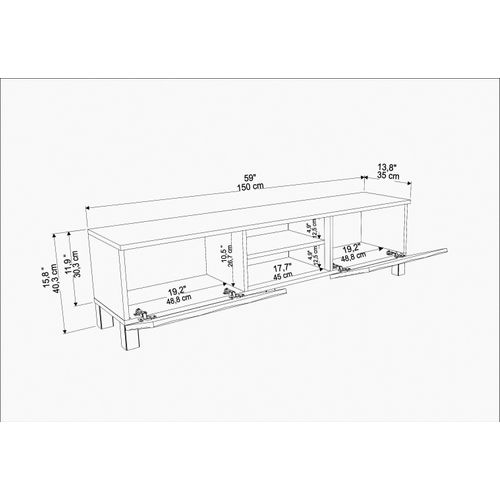 Meuble TV Lukas De 150 Cm Avec Armoires Et Etagères Ouvertes (chêne Et Blanc)