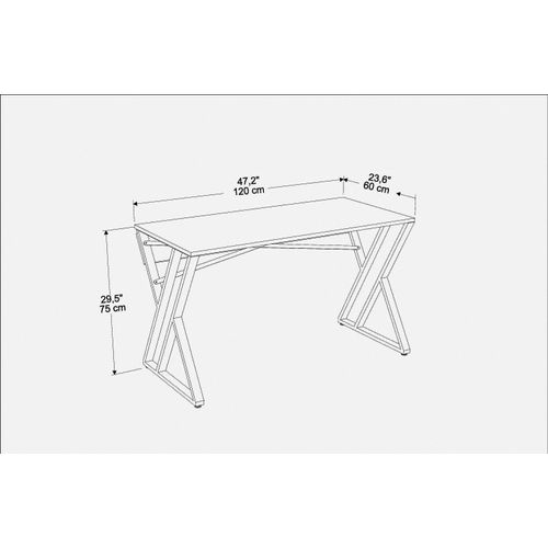 Bureau - Table De Bureau - Travavil Avec Le Pieds Et Cadre En Métal (noir Et Effet Marbre Noir)
