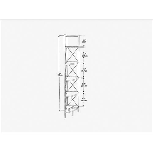 Bibliothèque D'angle Rémo Cadre En Métal 5-étagères (effet Marbre Blanc Et Blanc)