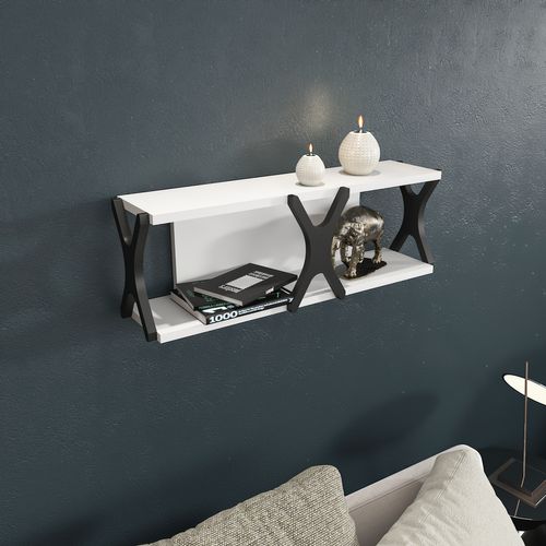 Étagère Murale Flottante Seza, 72 Cm Etagère Murale (noir Et Blanc)