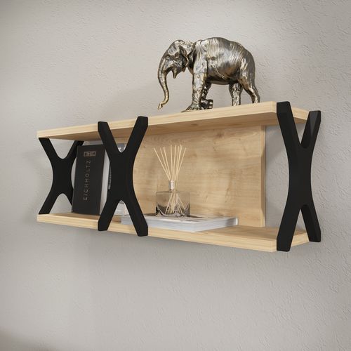 Étagère Murale Flottante Seza, 72 Cm Etagère Murale (chêne Et Noir)