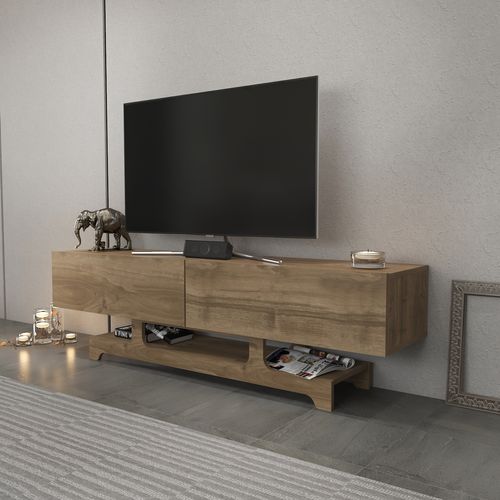 Tera Meuble TV 160 Cm Design Unique Avec Armoires (noyer)