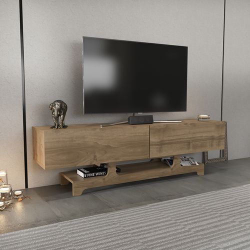 Tera Meuble TV 160 Cm Design Unique Avec Armoires (noyer)