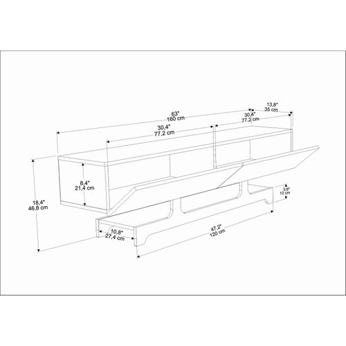 Tera Meuble TV 160 Cm Design Unique Avec Armoires (noyer)