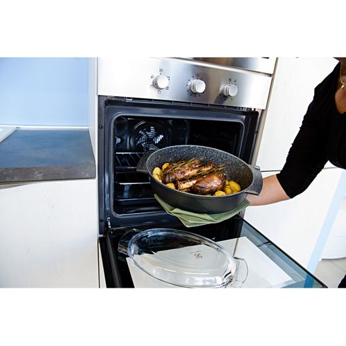 Poêle à Rôtir Oven Removable, Aluminium Moulé Sous Pression, Noir, 36x24x13 Cm