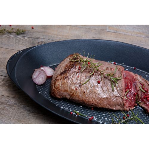 Poêle à Poisson Explora, Aluminium Moulé Sous Pression, Noir, 46x26,5x6 Cm