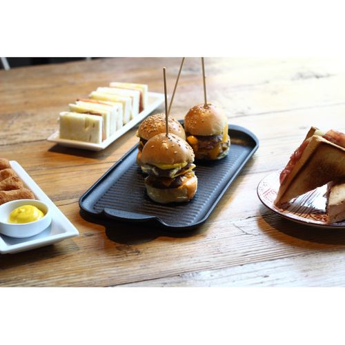 Plaque Finger-grill Bbq, Aluminium Moulé Sous Pression, Noir, 32x16x2 Cm