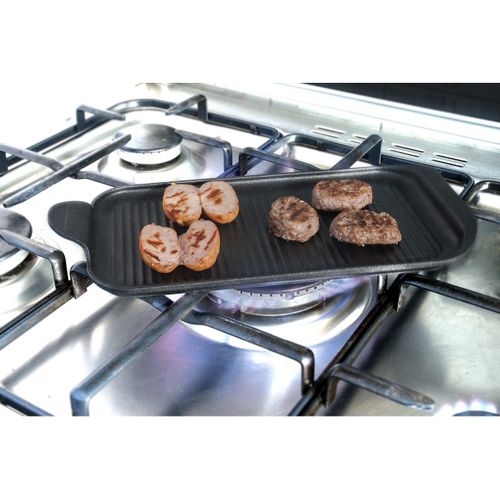 Plaque Finger-grill Bbq, Aluminium Moulé Sous Pression, Noir, 32x16x2 Cm
