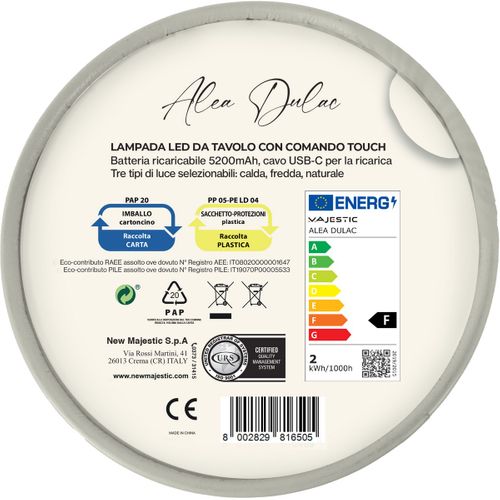 Lampe à Poser Rechargeable Alea Dulac 1, Métal, Beige, 12x12x37 Cm