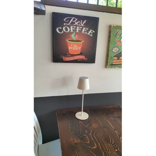 Lampe à Poser Rechargeable Agata, Métal, Ivoire, 12x12x37 Cm