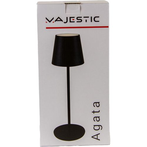 Lampe à Poser Rechargeable Agata, Métal, Noir, 12x12x37 Cm