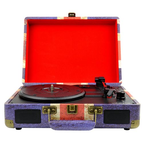 Platine Vinyle Retrò, Plastique, Bleu, 35x12x28 Cm