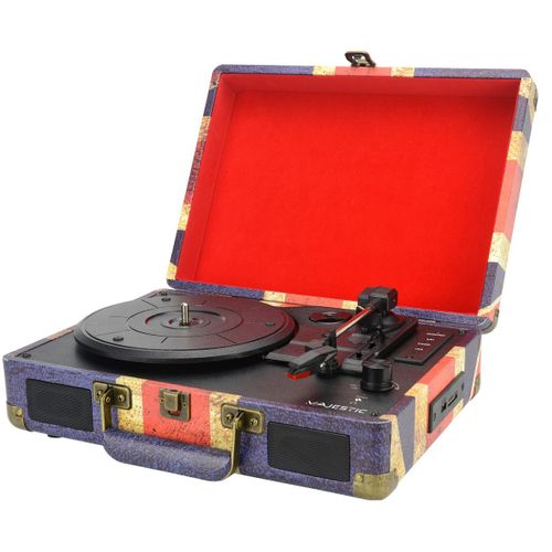 Platine Vinyle Retrò, Plastique, Bleu, 35x12x28 Cm