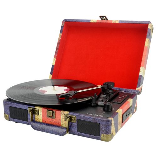 Platine Vinyle Retrò, Plastique, Bleu, 35x12x28 Cm