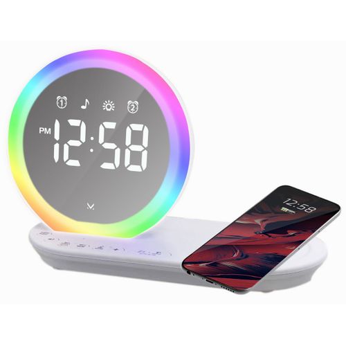 Radio-réveil Intelligent Morning, Plastique, Blanc, 9x13,9x21,9 Cm