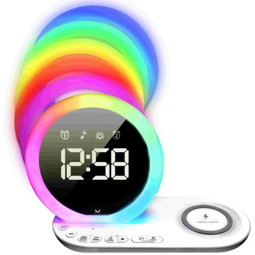 Radio-réveil Intelligent Morning, Plastique, Blanc, 9x13,9x21,9 Cm