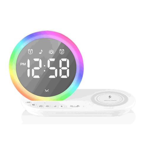 Radio-réveil Intelligent Morning, Plastique, Blanc, 9x13,9x21,9 Cm
