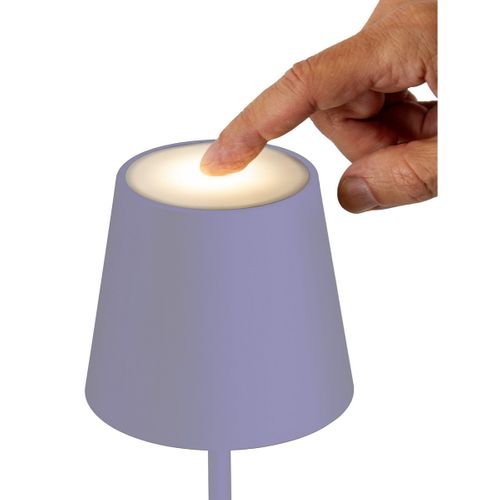 Lampe à Poser Rechargeable Agata 3, Métal, Violet, 12x12x37 Cm