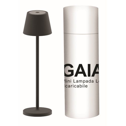 Lampe à Poser Rechargeable Gaia, Métal, Noir, 7,5x7,5x27 Cm